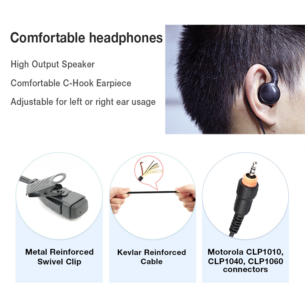 Radio Earpiece, 1 pin C shape Walkie Tallkie Earpiece for Motorola