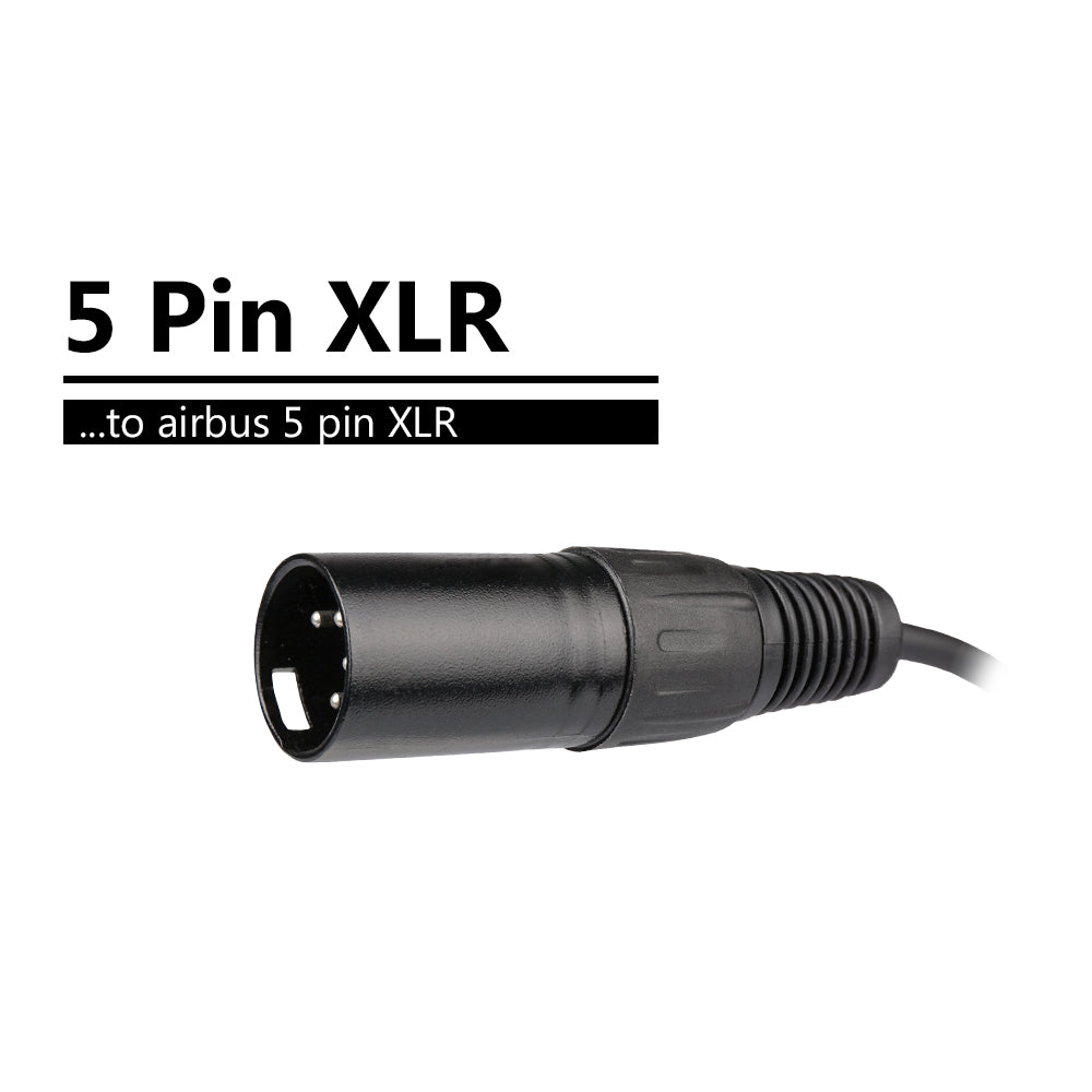 Aviation Headset GA Dual Plugs to Airbus 5 Pin XLR Headset Adapter