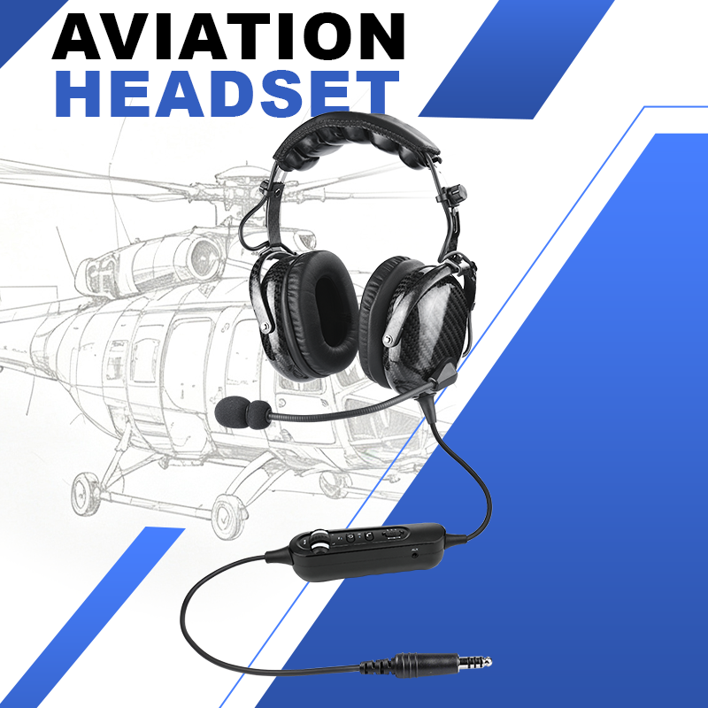Carbon Fiber ANR Headset with Bluetooth for Helicopter