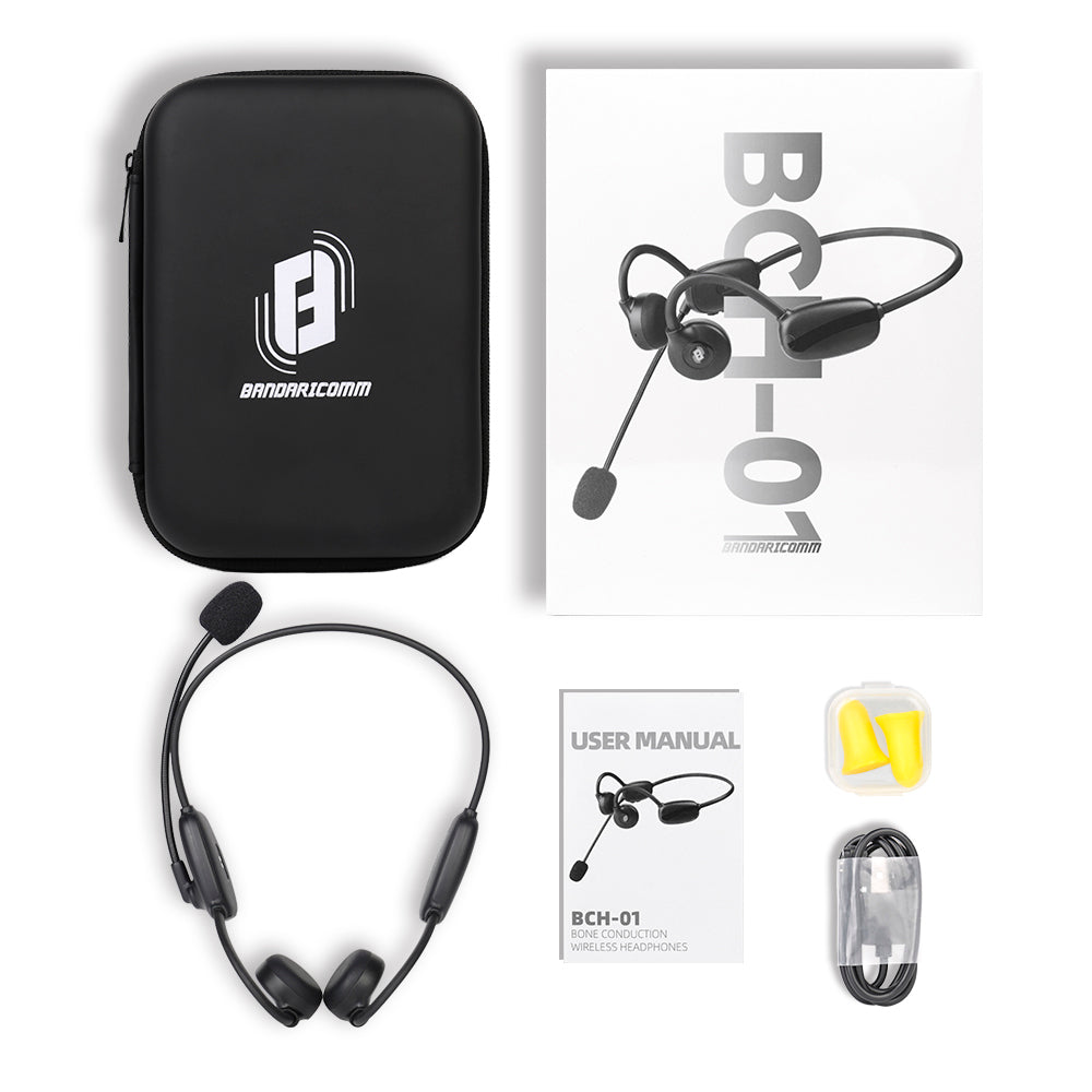 Bone Conduction Headphones with Mic, Bluetooth Stereo Headsets with Noise-Canceling Boom Microphone, IPX6 Waterproof Wireless Headsets for Office Running Outdoors