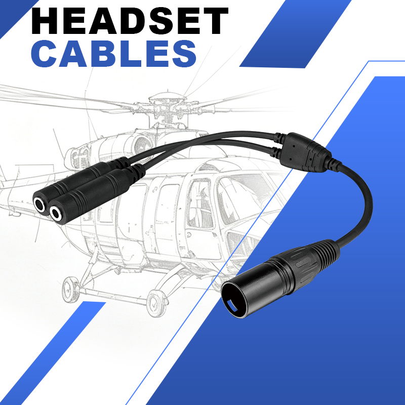 Aviation Headset GA Dual Plugs to Airbus 5 Pin XLR Headset Adapter