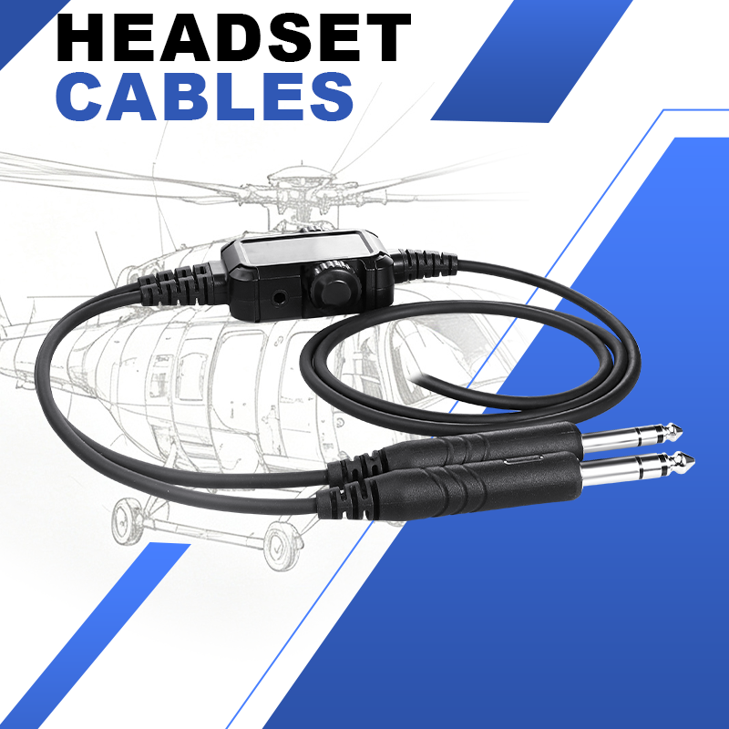 Aviation Headset Replacement Cable, Control Module with GA Dual Plugs