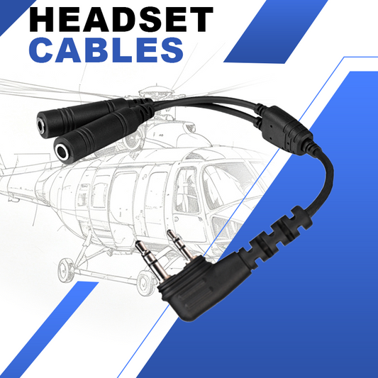 General Aviation Headset to Icom Two Way Radio Adapter Cable
